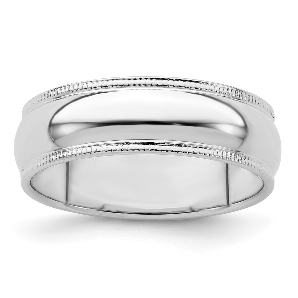 Sterling Silver 6mm Half Round Milgrain Size 10 Band (QWM060-10)