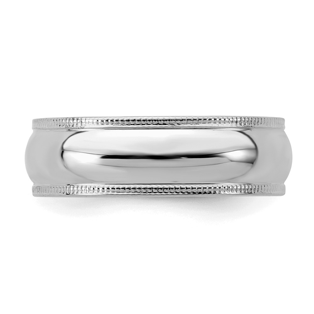 Sterling Silver Rhodium-plated 6mm Half Round Milgrain Size 10 Band (QWM060RH-10)