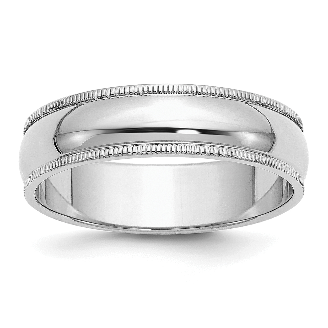 Sterling Silver Rhodium-plated 6mm Half Round Milgrain Size 10 Band (QWM060RH-10)