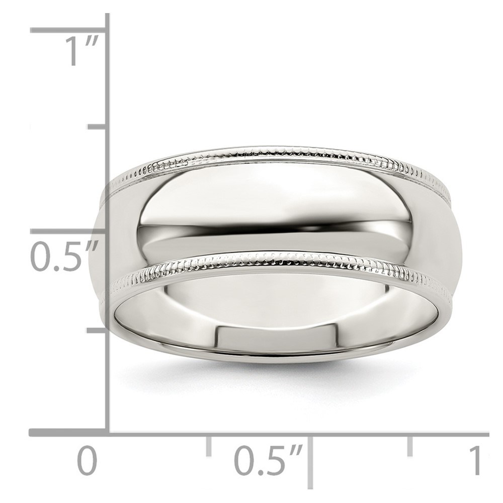 Sterling Silver 7mm Half Round Milgrain Size 10 Band (QWM070-10)