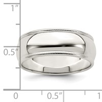 Sterling Silver 7mm Half Round Milgrain Band - Size 4 view 3