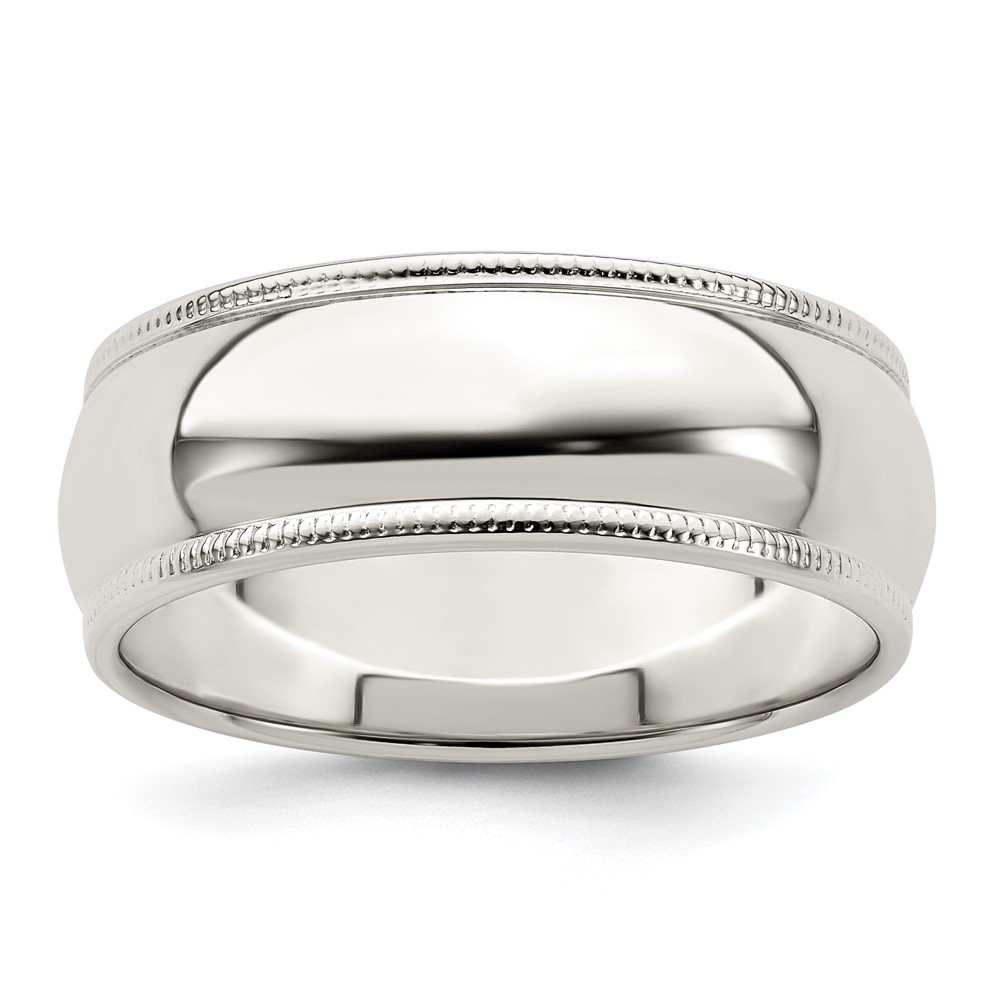 Sterling Silver 7mm Half Round Milgrain Size 10 Band (QWM070-10)