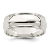 Sterling Silver 7mm Half Round Milgrain Band - Size 4 view 1