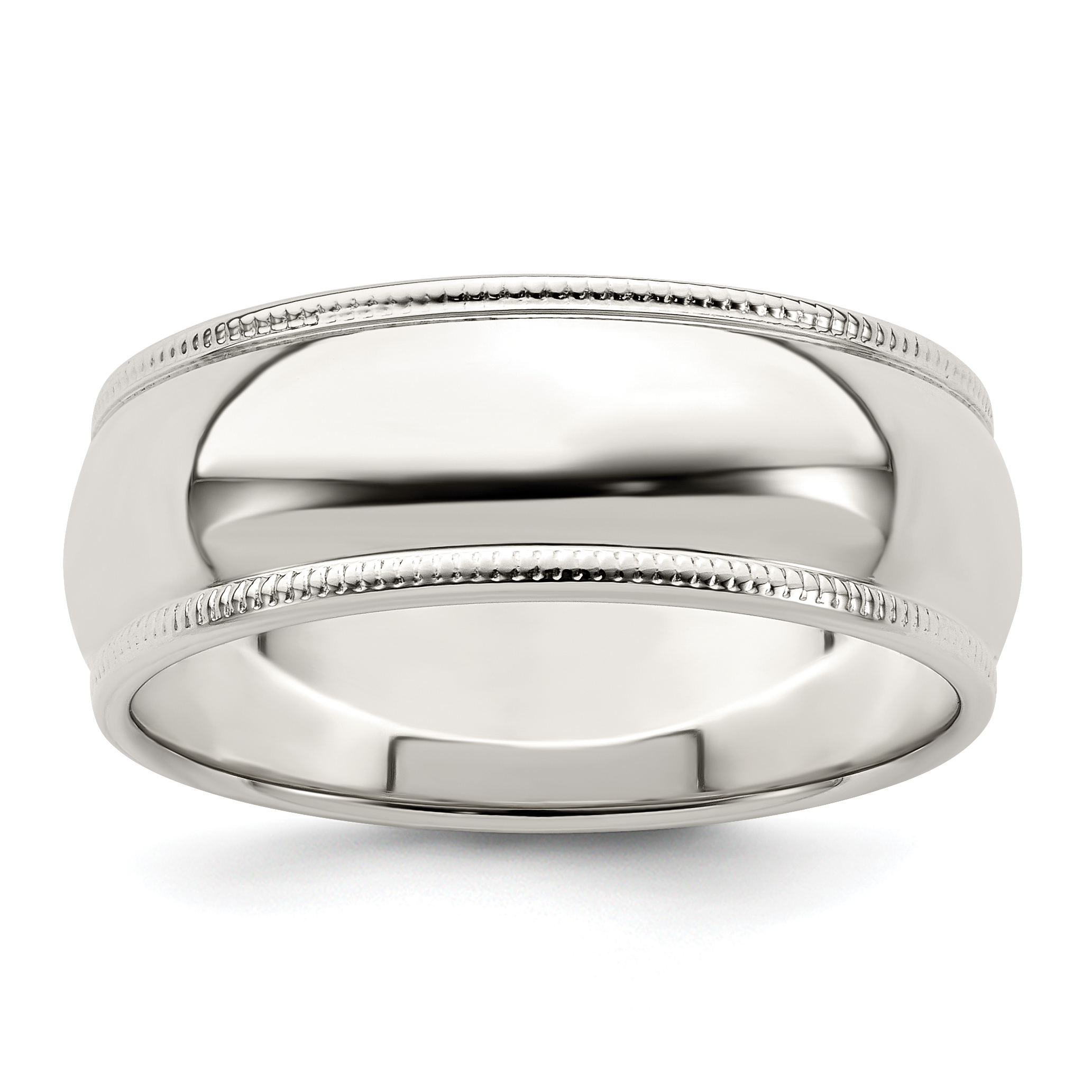 Sterling Silver 7mm Half Round Milgrain Size 13 Band (QWM070-13)