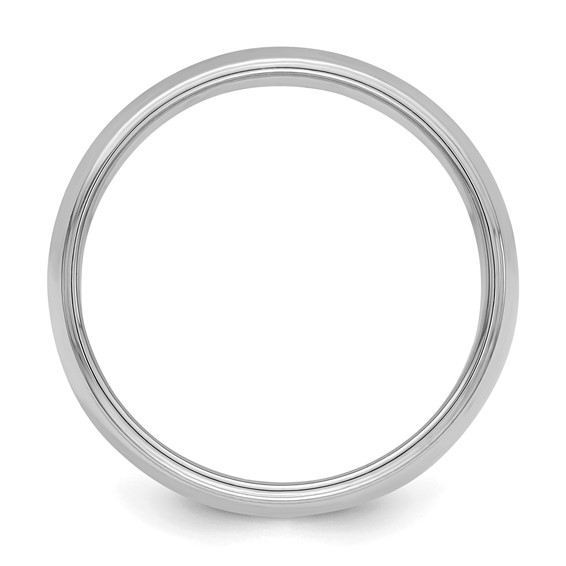 Sterling Silver Rhodium-plated 7mm Half Round Milgrain Size 4 Band