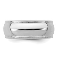 Sterling Silver Rhodium-plated 7mm Half Round Milgrain Band view 3