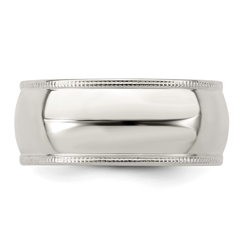Sterling Silver 8mm Half Round Milgrain Size 11.5 Band (QWM080-11.5)