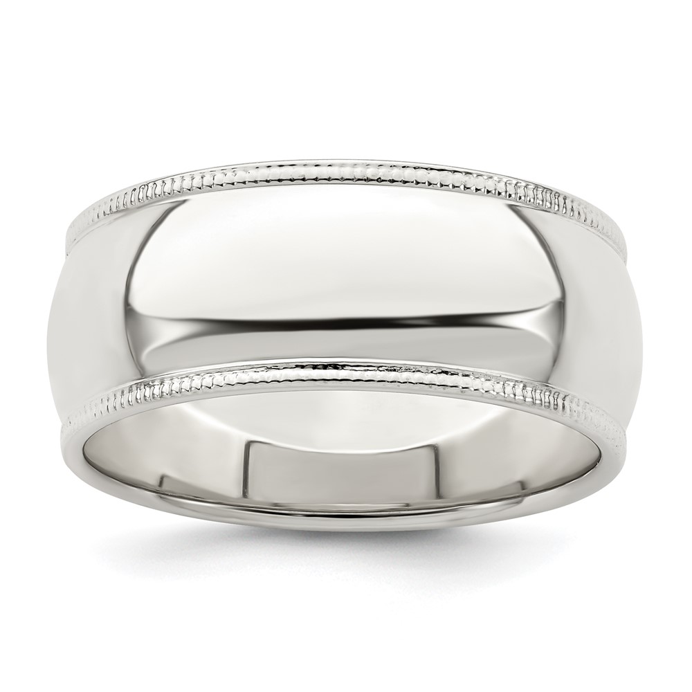 Sterling Silver 8mm Half Round Milgrain Size 5 Band (QWM080-5)