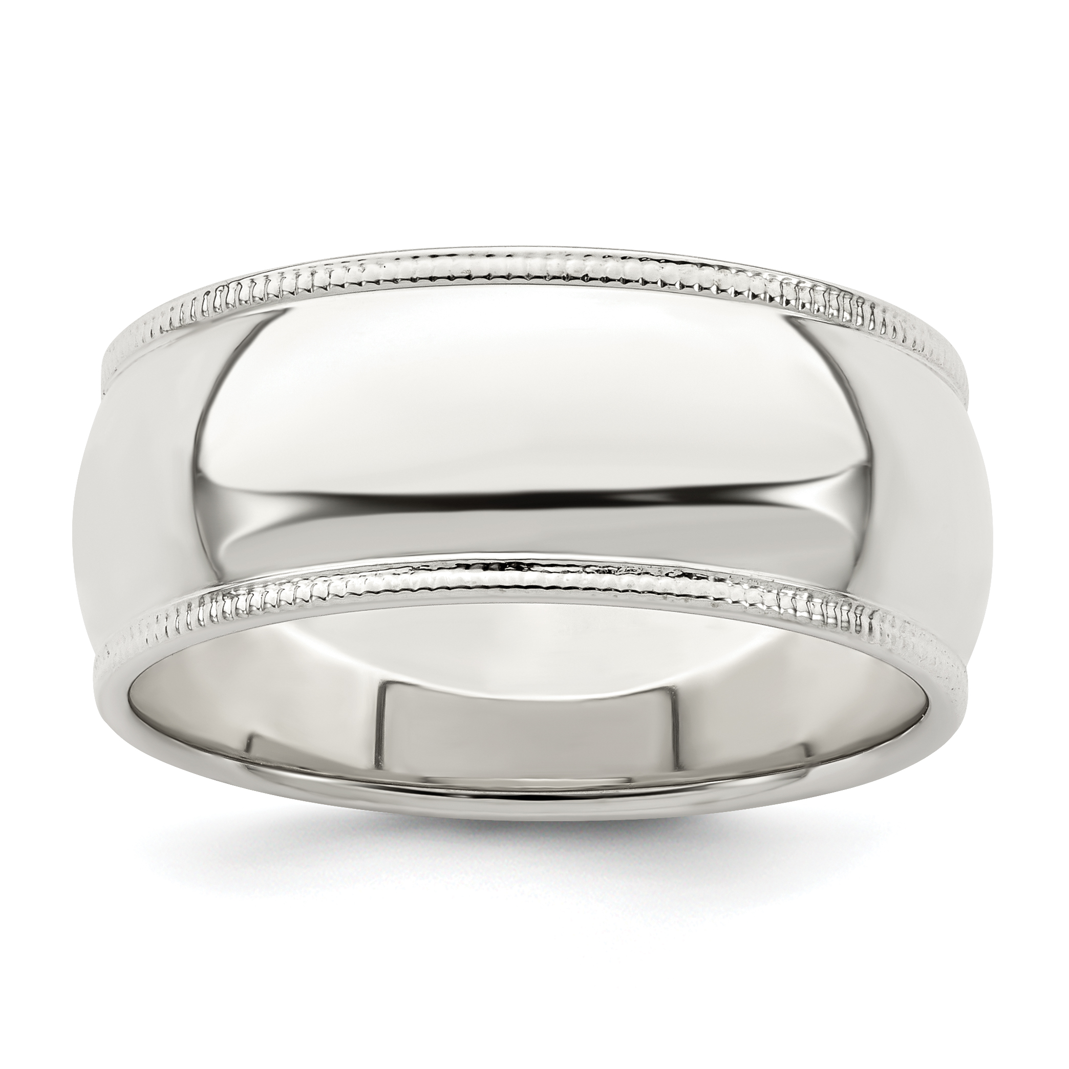 Sterling Silver 8mm Half Round Milgrain Size 11.5 Band (QWM080-11.5)