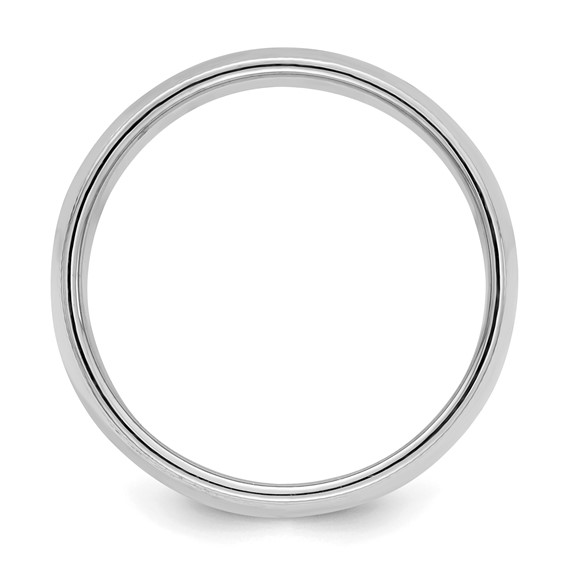 Sterling Silver Rhodium-plated 8mm Half Round Milgrain Size 4 Band