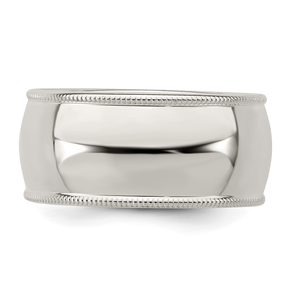 Sterling Silver 9mm Half Round Milgrain Size 4 Band (QWM090-4)