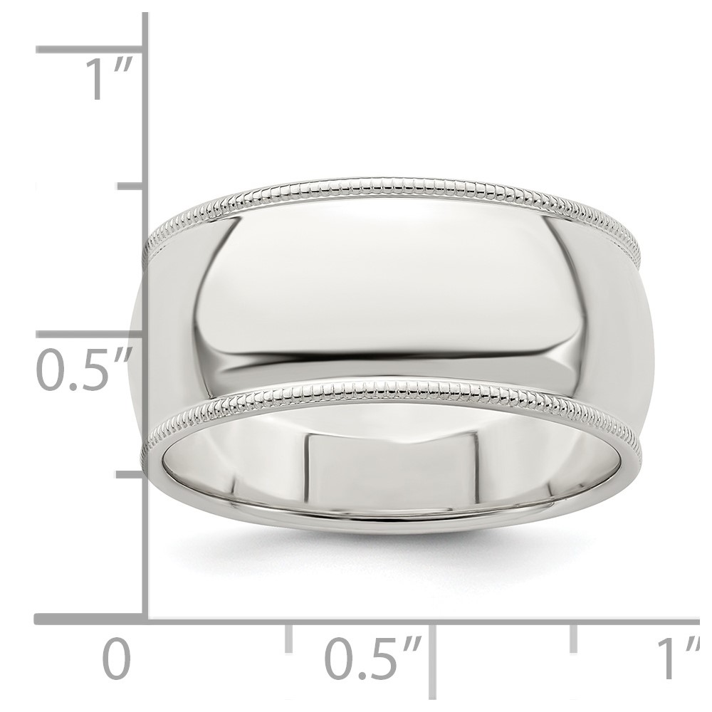 Sterling Silver 9mm Half Round Milgrain Size 4 Band (QWM090-4)