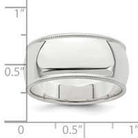 Sterling Silver 9mm Half Round Milgrain Band view 3