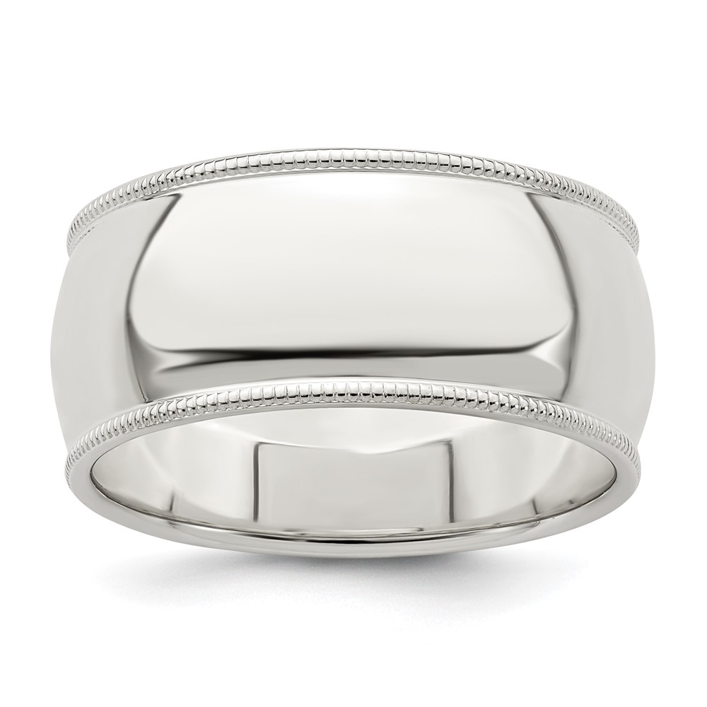 Sterling Silver 9mm Half Round Milgrain Size 4 Band (QWM090-4)