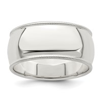 Sterling Silver 9mm Half Round Milgrain Band view 1