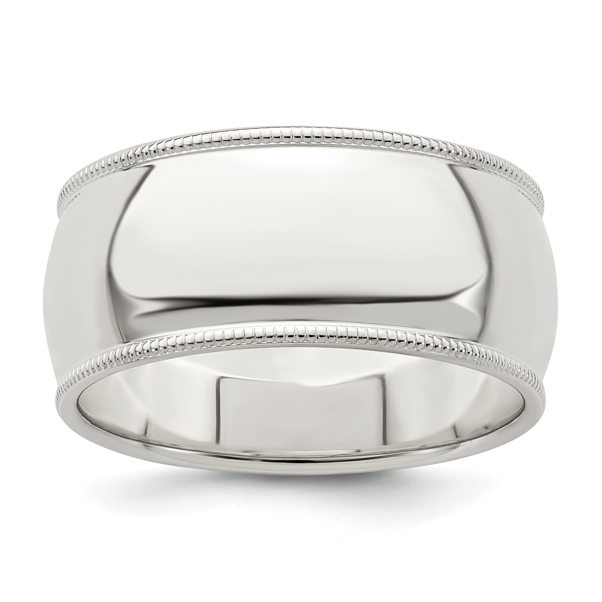 Sterling Silver 9mm Half Round Milgrain Size 10.5 Band (QWM090-10.5)