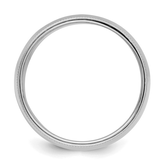 Sterling Silver Rhodium-plated 9mm Half Round Milgrain Size 4 Band