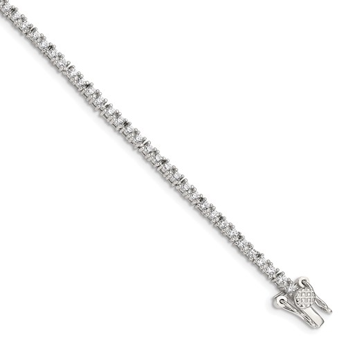 Sterling Silver Rhodium-plated 2.5mm CZ Tennis Bracelet, 7.5"