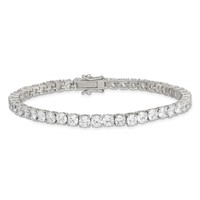 Sterling Silver Rhodium-plated 4mm CZ Tennis Bracelet, 7.5" view 3