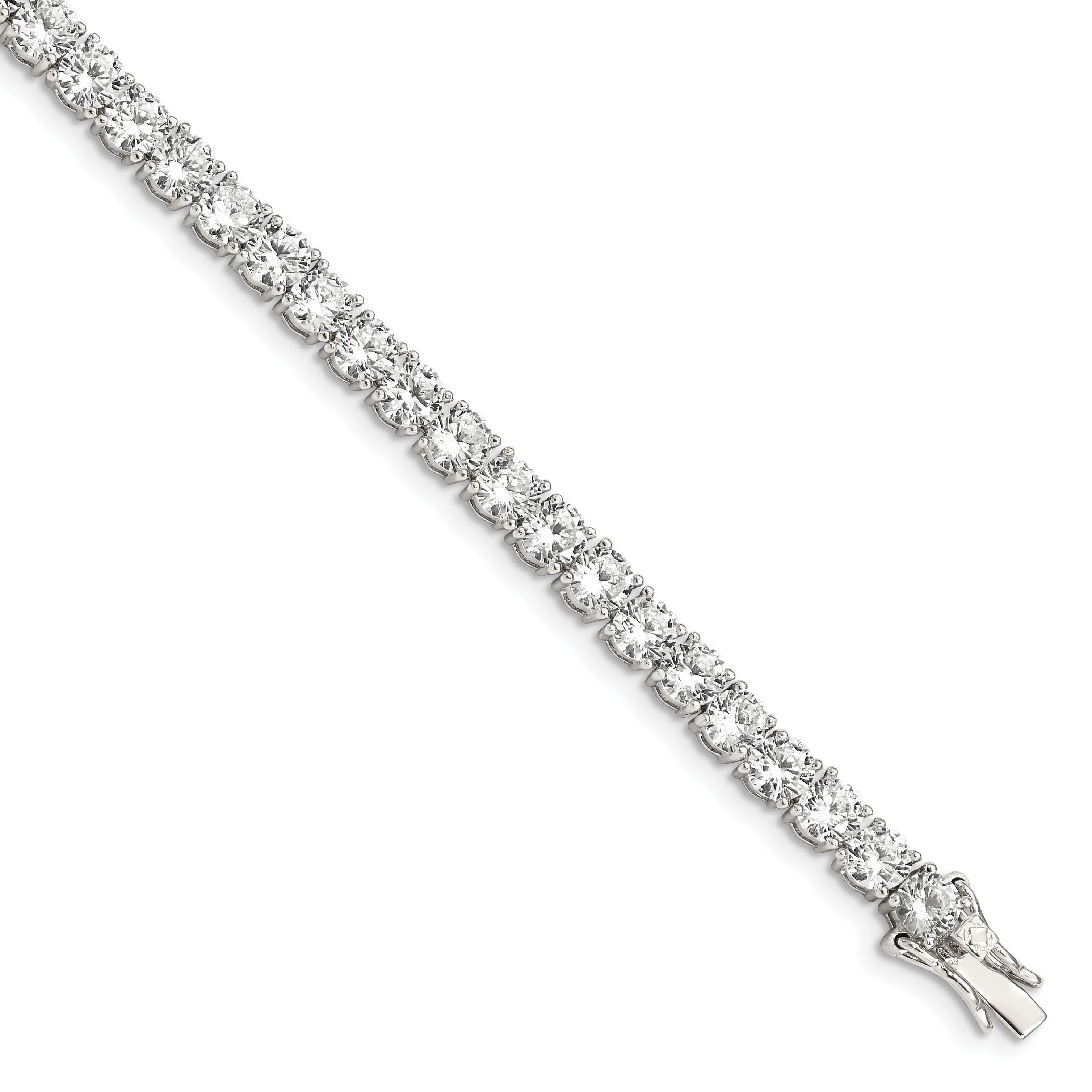 Sterling Silver Rhodium-plated CZ Tennis Bracelet (QX107CZ)