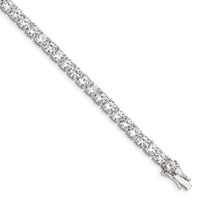 Sterling Silver Rhodium-plated 4mm CZ Tennis Bracelet, 7.5" view 1