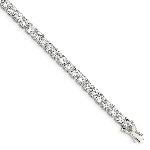 Sterling Silver Rhodium-plated 4mm CZ Tennis Bracelet, 7.5"