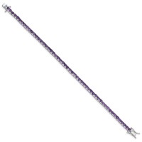 Sterling Silver Rhodium-plated Amethyst Bracelet view 2