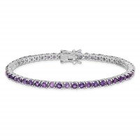 Sterling Silver Rhodium-plated Amethyst Bracelet view 4