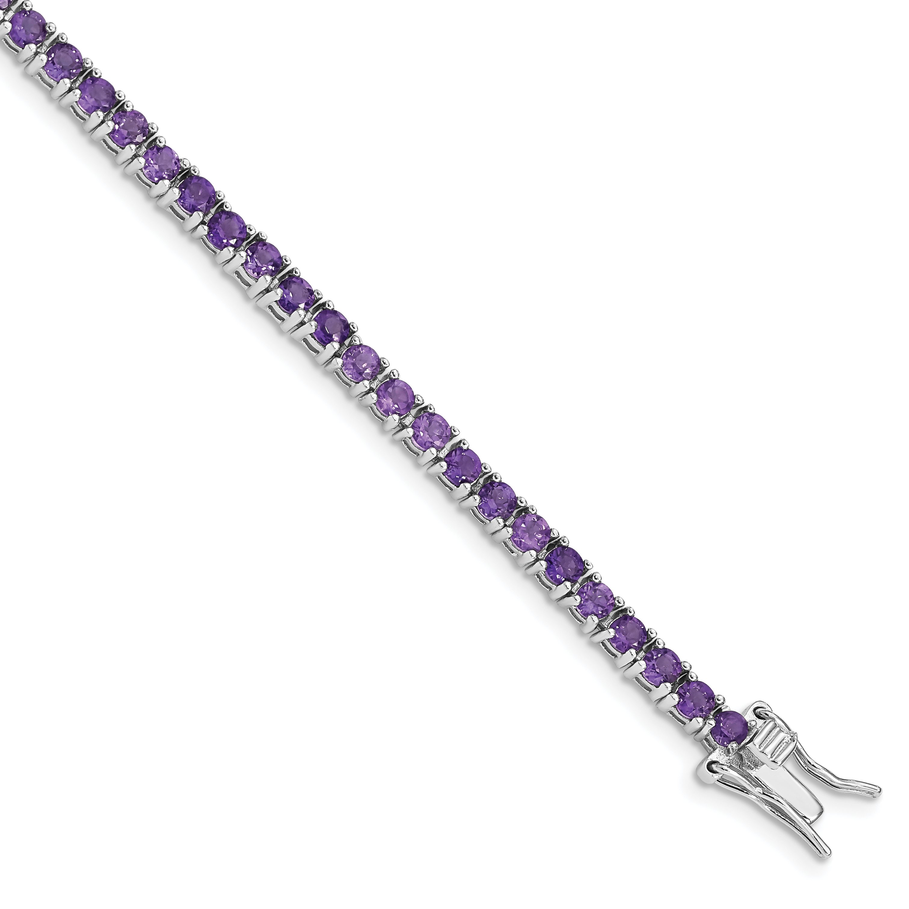 Sterling Silver Rhodium-plated Amethyst Bracelet (QX133AM)