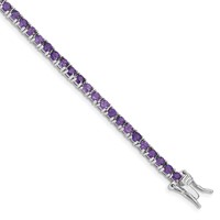 Sterling Silver Rhodium-plated Amethyst Bracelet view 1