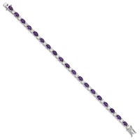 Sterling Silver Rhodium-plated Amethyst & CZ Bracelet view 2