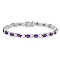 Sterling Silver Rhodium-plated Amethyst & CZ Bracelet view 4
