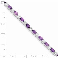 Sterling Silver Rhodium-plated Amethyst & CZ Bracelet view 3