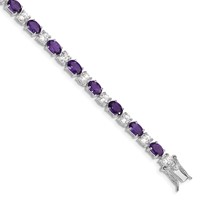 Sterling Silver Rhodium-plated Amethyst & CZ Bracelet view 1