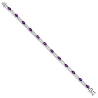 Sterling Silver Rhodium-plated Amethyst Bracelet view 2