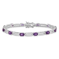 Sterling Silver Rhodium-plated Amethyst Bracelet view 4