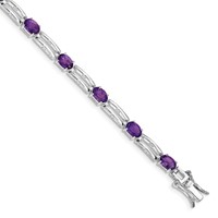 Sterling Silver Rhodium-plated Amethyst Bracelet view 1