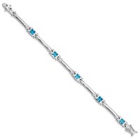 Sterling Silver Rhodium-plated Blue CZ Bracelet view 2
