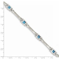 Sterling Silver Rhodium-plated Blue CZ Bracelet view 4