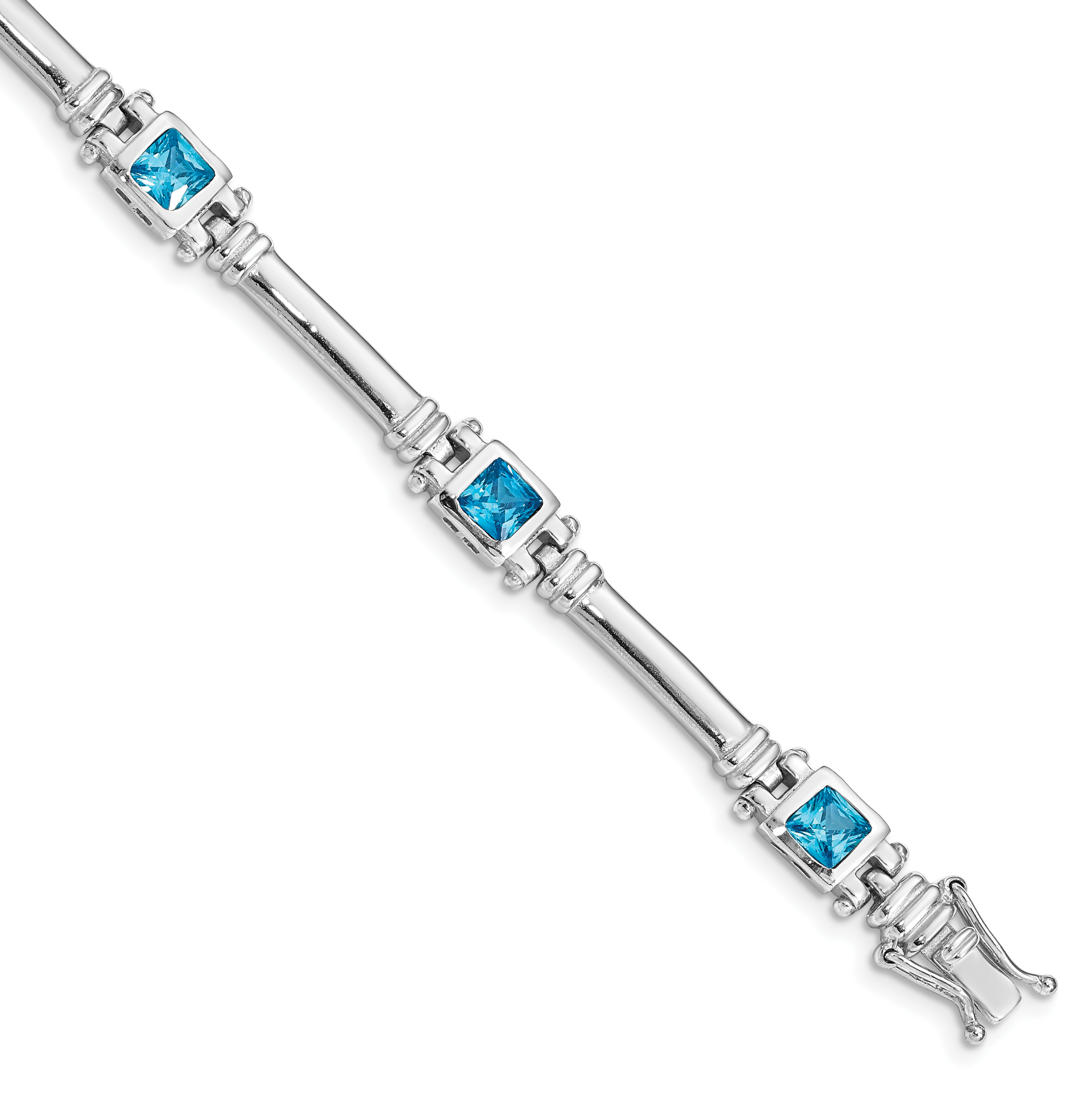 Sterling Silver Rhodium-plated Blue Topaz Bracelet (QX160BT)