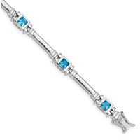 Sterling Silver Rhodium-plated Blue CZ Bracelet view 1