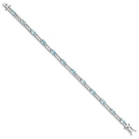 Sterling Silver Rhodium-plated Blue Topaz Bracelet view 2