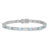 Sterling Silver Rhodium-plated Blue Topaz Bracelet view 3