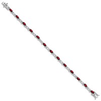 Sterling Silver Rhodium-plated Garnet and CZ Bracelet view 2