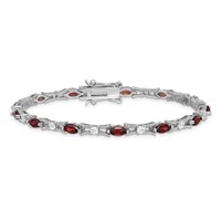 Sterling Silver Rhodium-plated Garnet and CZ Bracelet view 3