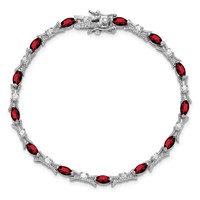 Sterling Silver Rhodium-plated Garnet and CZ Bracelet view 5