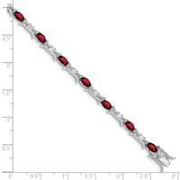 Sterling Silver Rhodium-plated Garnet and CZ Bracelet view 4