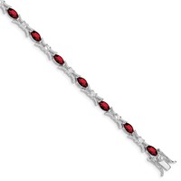 Sterling Silver Rhodium-plated Garnet and CZ Bracelet view 1