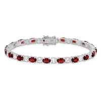 Sterling Silver Rhodium-plated Garnet and CZ Bracelet view 3
