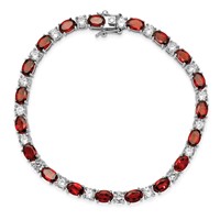 Sterling Silver Rhodium-plated Garnet and CZ Bracelet view 5